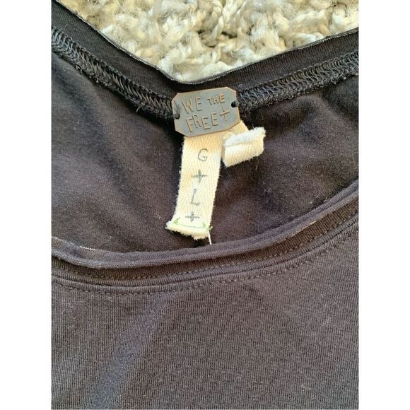 8- FREE PEOPLE black SLEEVELESS DROPPED ARMHOLE LITTLE ROCK TANK TOP sz L - Picture 4 of 6